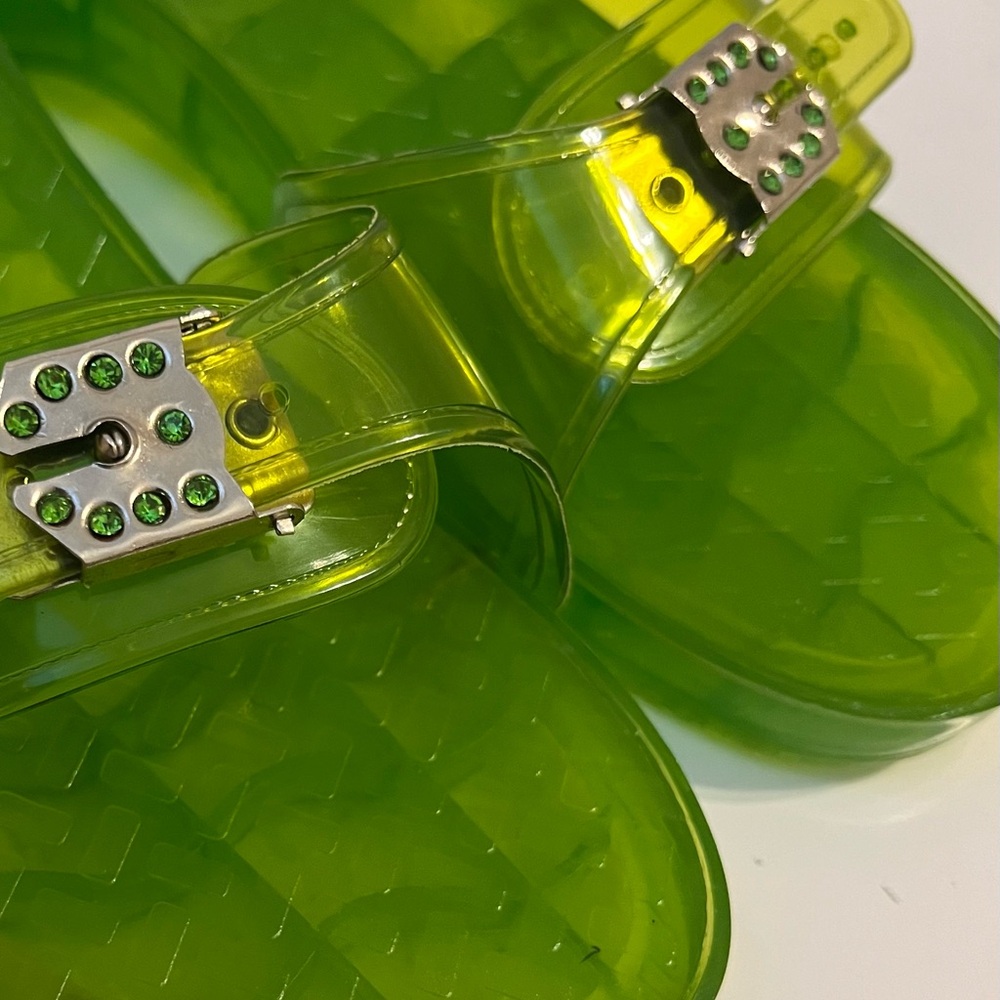 Olive Green Retro Jelly Slide Sandal Size 8.5 Made in Italy Dr. Scholl’s New HTF - Picture 3 of 5